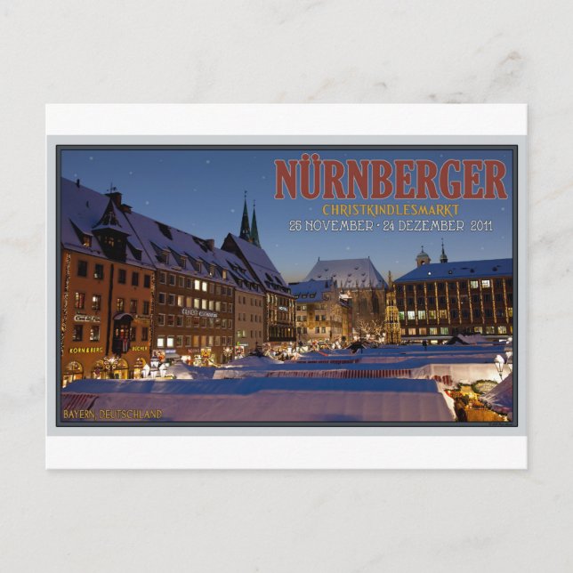 Postal Nürnberg Christkindlesmarkt por la noche (Anverso)