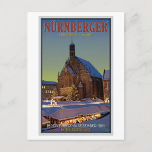 Postal Nürnberg Frauenkirche y el mercado de la Navidad