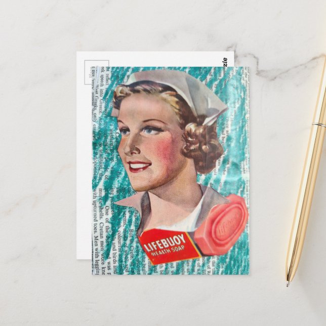 Postal Nurse with health soap from 1930s era collage (Anverso/Reverso In Situ)