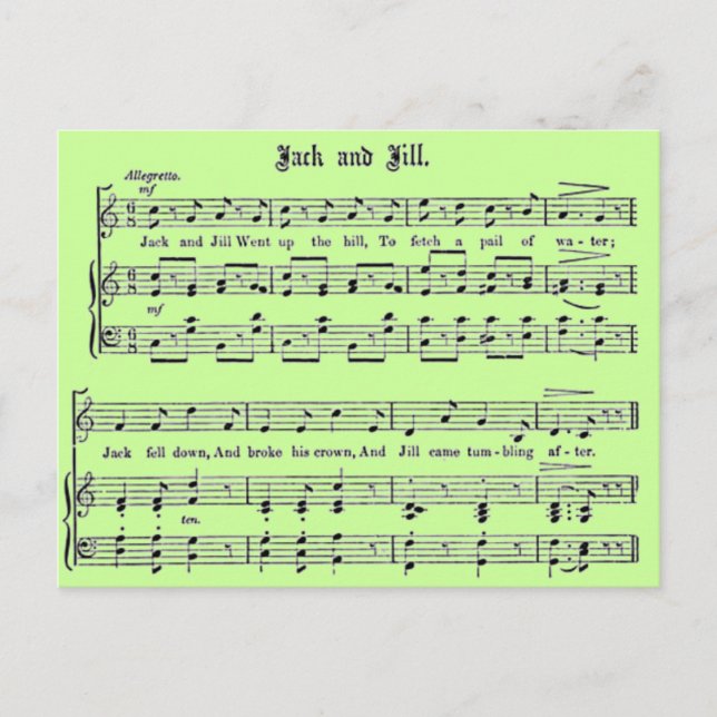 Postal Nursery Rhyme Jack y Jill Postcard (Anverso)