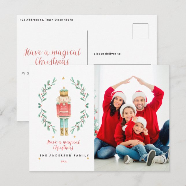 Postal Nutcracker acuarela botánica 1 Navidades de fotogr (Anverso / Reverso)