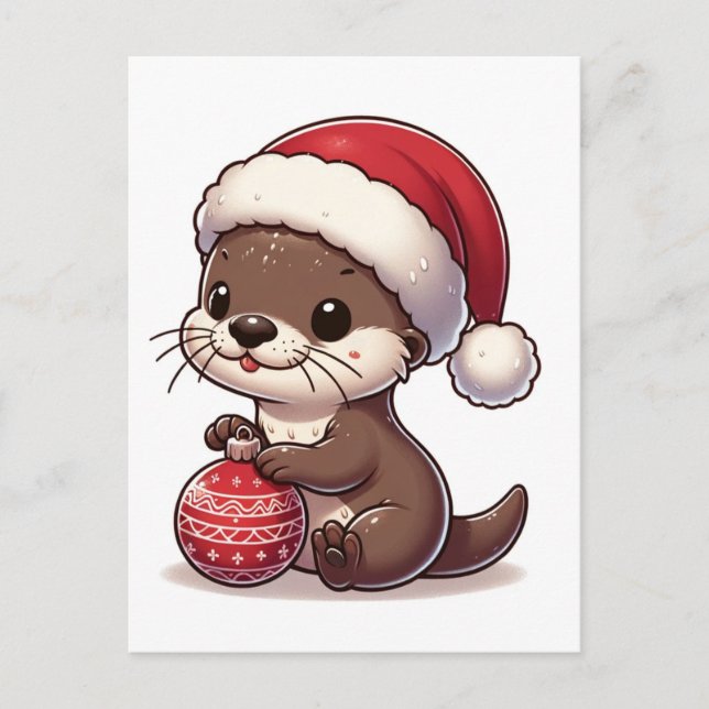 Postal Nutra de Navidad Adorable Con Adorno (Anverso)