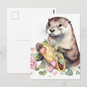 Postal Nutria Adorable Dulce Con Taco