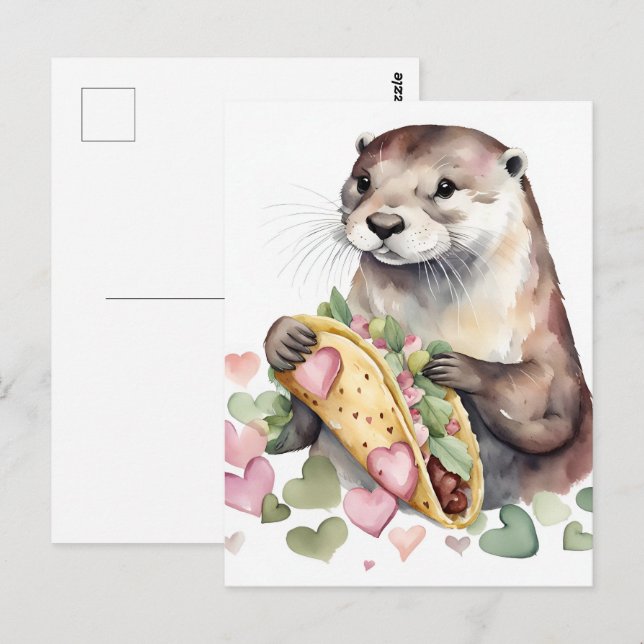 Postal Nutria Adorable Dulce Con Taco (Anverso / Reverso)