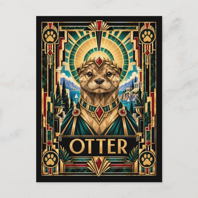 Postal Nutria, Arte Deco Fauna (Anverso)