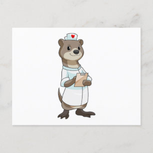 Postal Nutria como Enfermera con Corazón