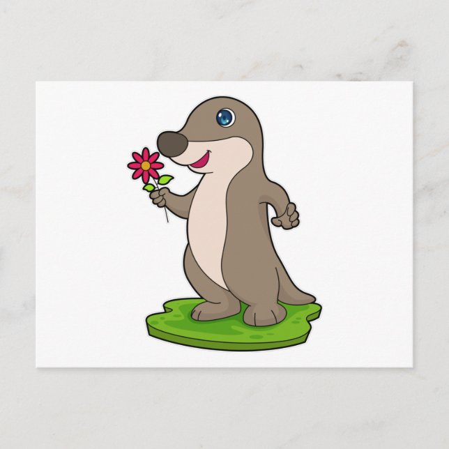 Postal Nutria con Flor (Anverso)
