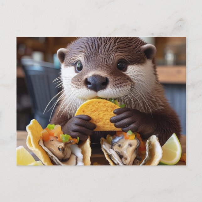 Postal Nutria con tacos de ostras (Anverso)