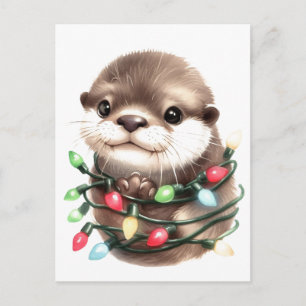 Postal Nutria de Navidad Adorable