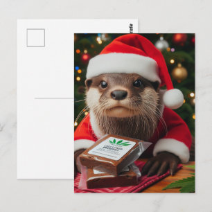 Postal Nutria Divertida Con Brownies Para Navidad