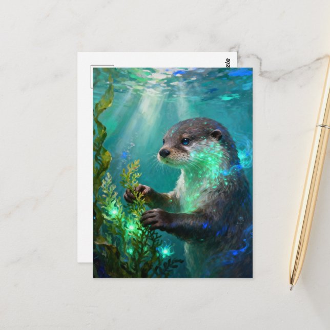 Postal Nutria en un jardín mágico de algas (Anverso/Reverso In Situ)