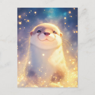 Postal Nutria Mágica Estrellada Brillante Noche