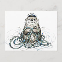 Nutria Marina Sosteniendo Kelp en Ilustración de T