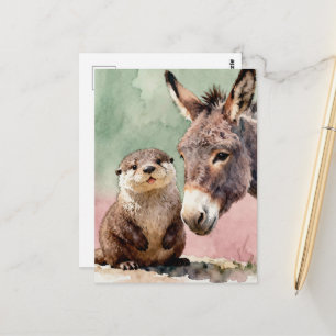 Postal Nutria y burro