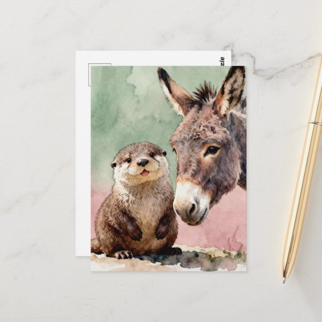Postal Nutria y burro (Anverso/Reverso In Situ)