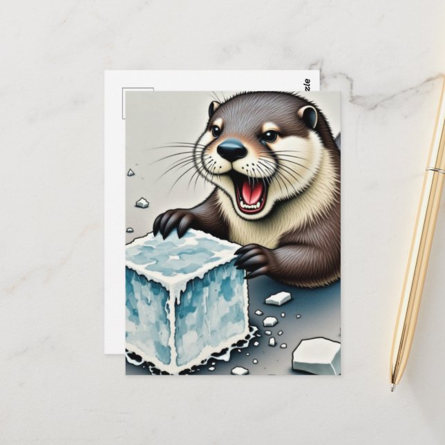 Postal Nutria y Hielo (Anverso/Reverso In Situ)