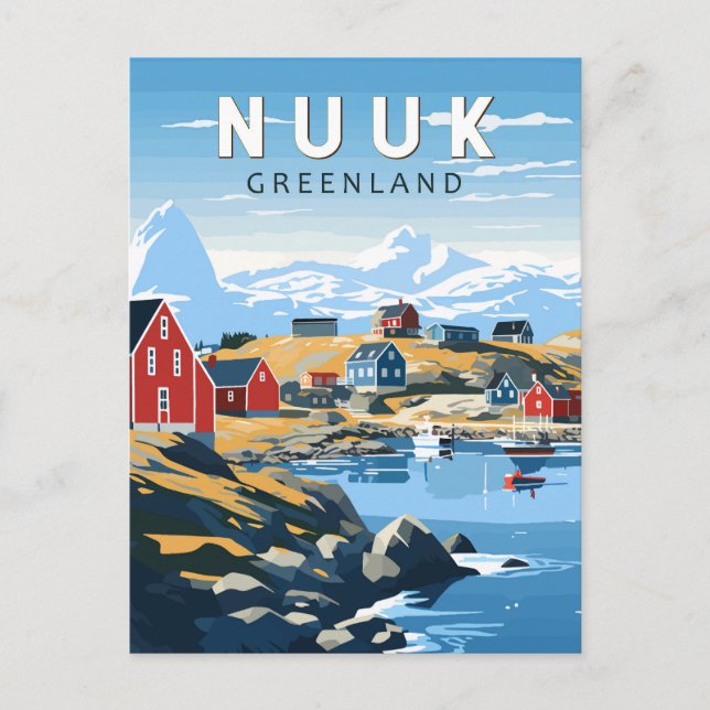 Postal Nuuk Greenland Travel Art Vintage (Anverso)