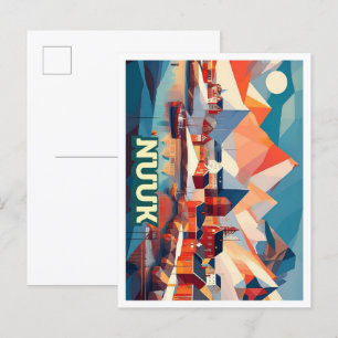 Postal Nuuk Greenland Travel artístico colorido