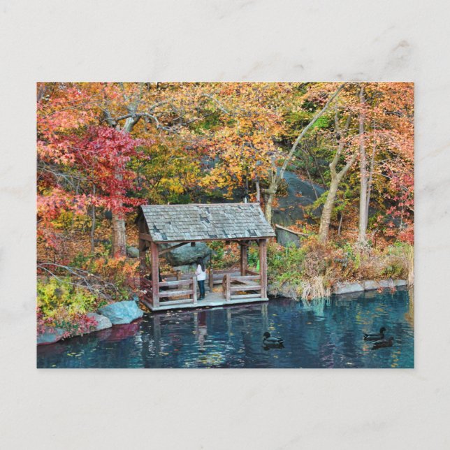 Postal NYC Central Park Otoño, The Lake & Little Dock (Anverso)