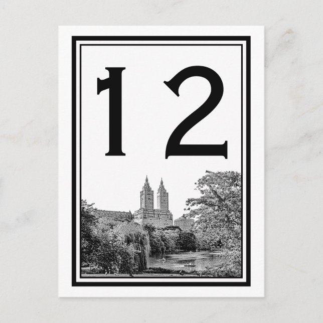 Postal NYC Central Pk Lake San Remo Etched SQ Número de t (Anverso)