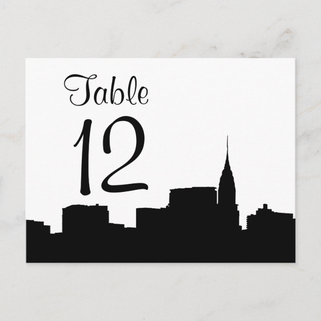 Postal NYC Chrys Skyline Silhouette Blk Wht Número de tab (Anverso)