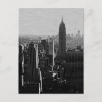 Postal NYC con efecto de madera en blanco y negro