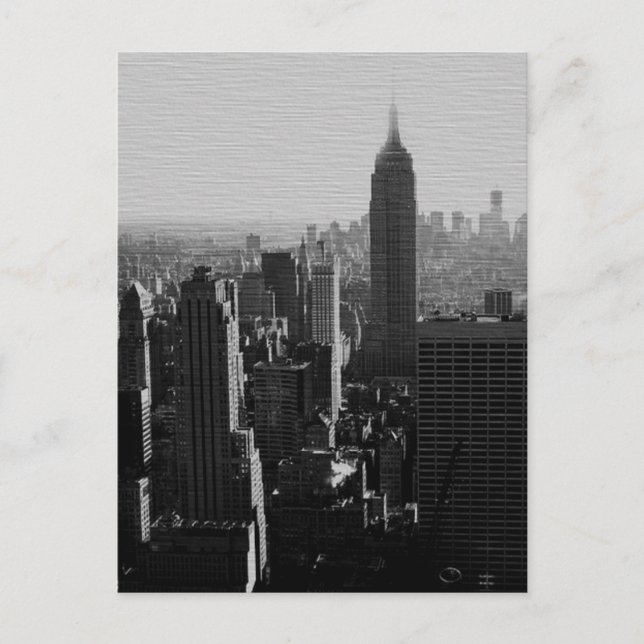 Postal NYC con efecto de madera en blanco y negro (Anverso)