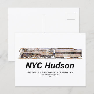 Postal NYC Dreyfuss Hudson Steam Locomotive. Profile