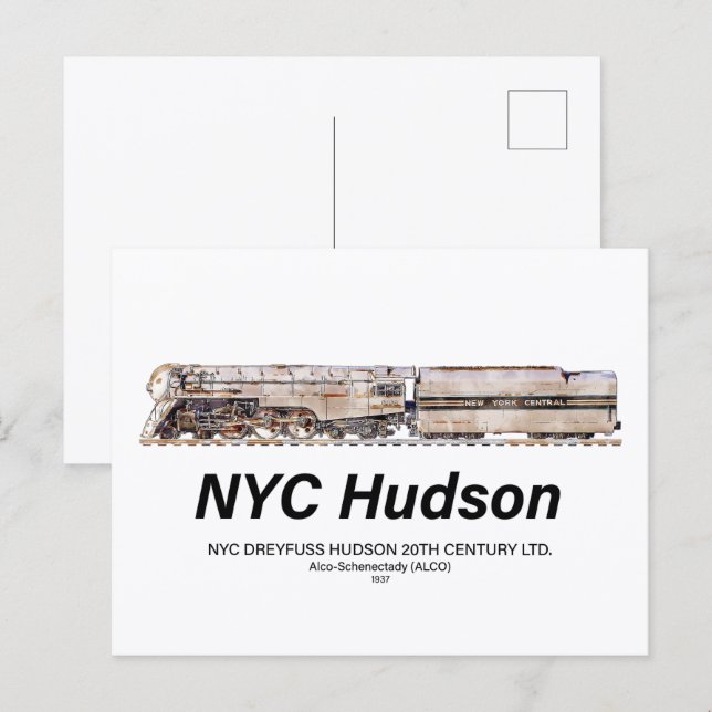 Postal NYC Dreyfuss Hudson Steam Locomotive. Profile (Anverso / Reverso)