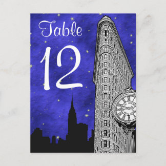 Postal NYC Flatiron Skyline Silhouette Bl Número De Tabla