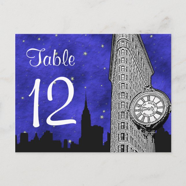 Postal NYC Flatiron Skyline Silhouette Bl S2 Número de ta (Anverso)