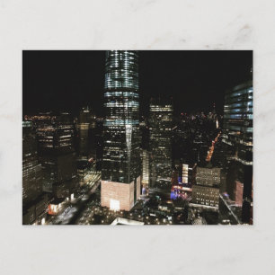 Postal NYC New York Night Lower Manhattan Luces Postcard