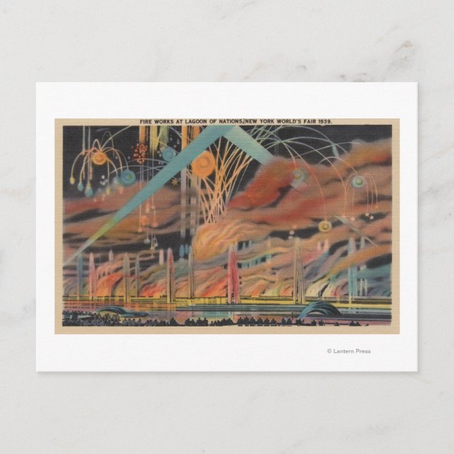 Postal NYC, NY - Fuegos artificiales en la Laguna de las  (Anverso)