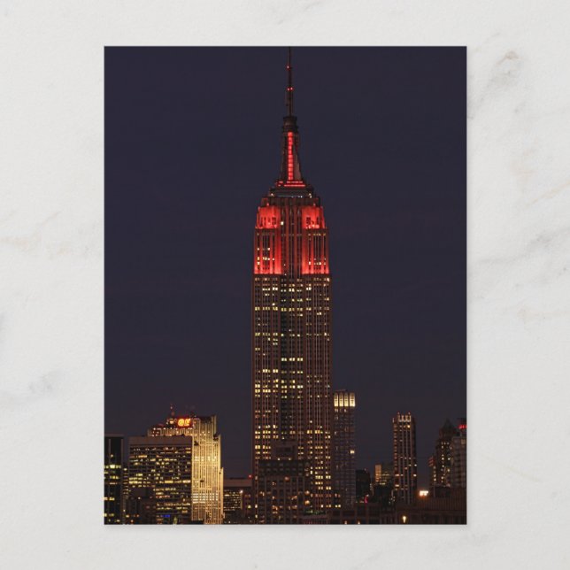 Postal NYC Skyline ESB todo en rojo (Anverso)