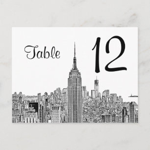Postal NYC Skyline ESB Top of the Rock Table Number