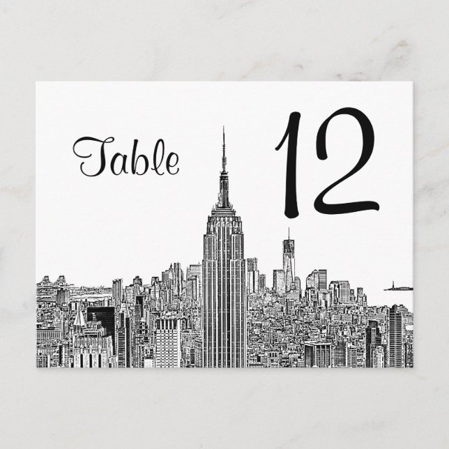 Postal NYC Skyline ESB Top of the Rock Table Number (Anverso)