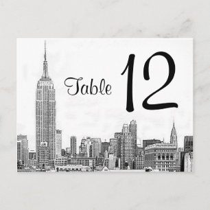 Postal NYC Skyline Etched 01 Número de tabla