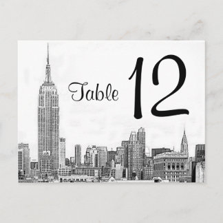 Postal NYC Skyline Etched 01 Número de tabla