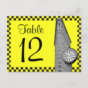 Postal NYC Skyline Etched Flatiron Chkr Taxi Table Number