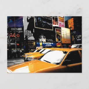 Postal NYC Times Square Broadway City Taxi Cabs Postcard