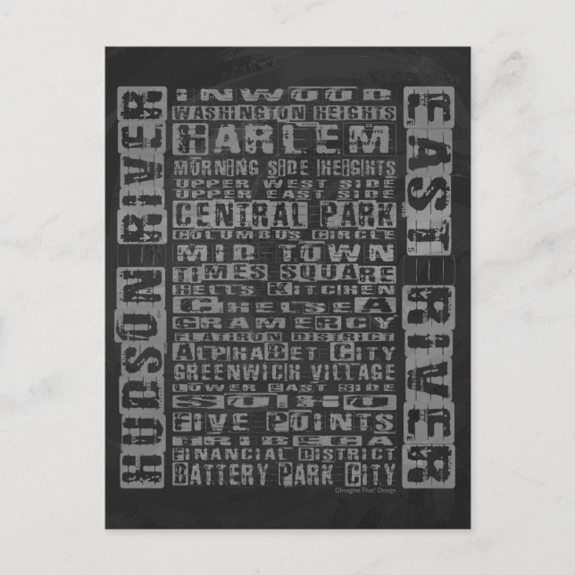 Postal NYC Vecindarios Gris (Anverso)