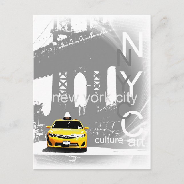 Postal Nyc Yellow Taxi New York City Brooklyn Bridge (Anverso)