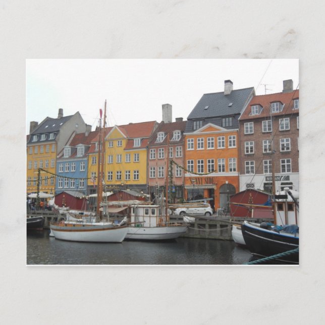 Postal Nyhaven Boats y Canal Copenhagen Dinamarca (Anverso)