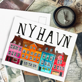 Postal NYHAVN Copenhagen Watercolor Art Travel