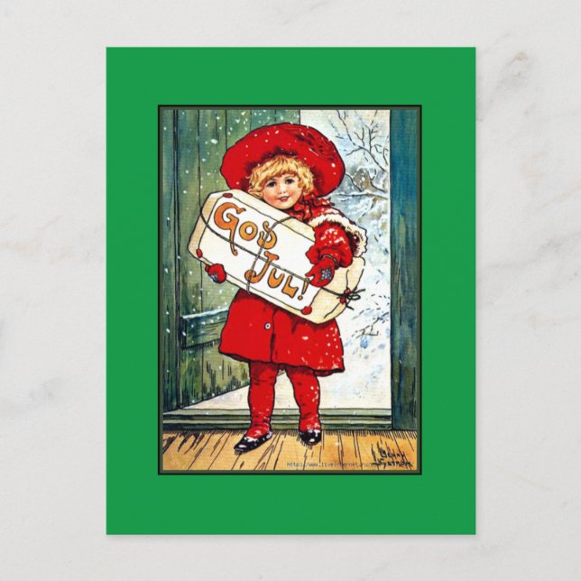 Postal Nystrom - Feliz Navidad, ilustracion vintage (Anverso)