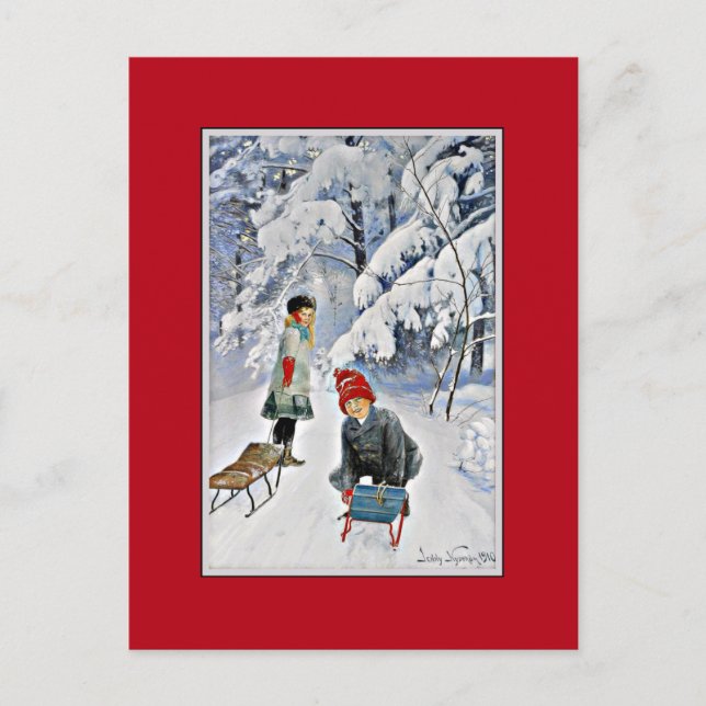 Postal Nystrom - Niños en la Nieve, 1910 (Anverso)