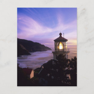 Postal O, costa de Oregón, faro de Heceta Head, en
