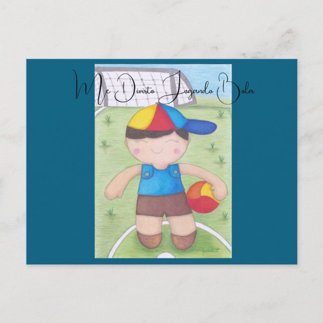 Postal O Menino de Boné e a Bola (Anverso)