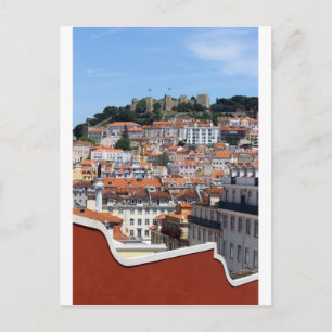 Postal O Rossio e a Colina do Castelo, Lisboa, Portugal