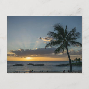 Postal Oahu, puesta de sol en Hawaii